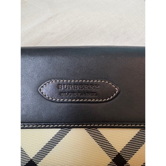 Burberry Blue Label Nova Check Black Leather Flap Long Wallet Excellent - Picture 2 of 15